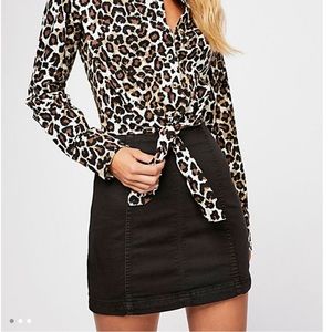 free people black modern femme denim mini